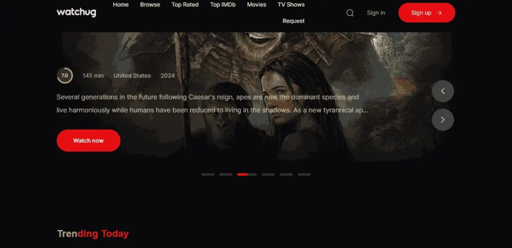 Top 5 website to watch movies online - Watchug.com